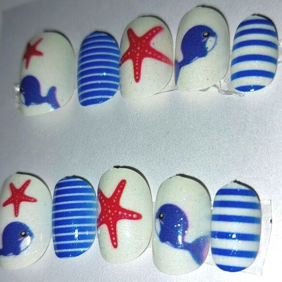 Kids custom sailor 10pc  press on nails - Picture 2 of 6
